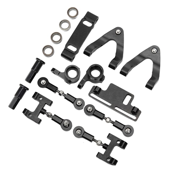 RC Aluminium Øvre og Nedre Suspensionsarm Styrekop Hex Adapter Metal Tilbehørssæt til WPL D12 RC Bil Sort