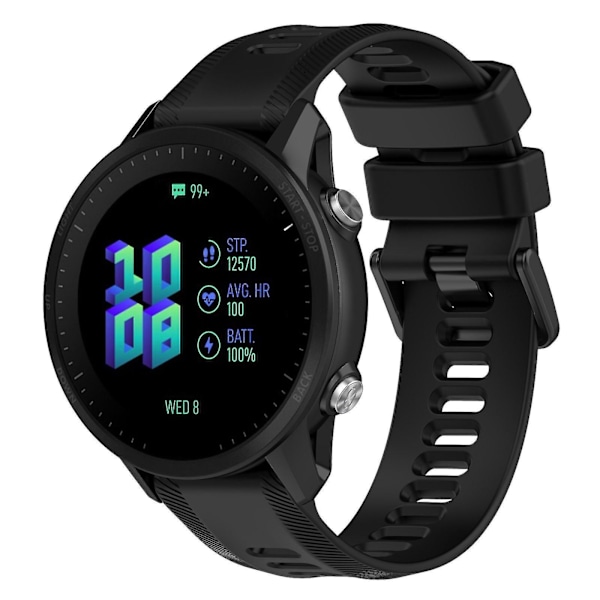 Garmin Forerunner 955/935/Descent G1 22 mm:n leveä twill-silikoniranneke - Musta hihna