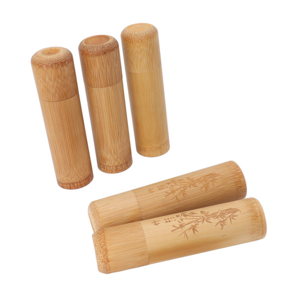 5 stk. 12 cm Lange Rejse Bambus Teboks Teopbevaring Beholder Glas til Kaffe Bønner Nødder 2 stk. Bambus Type 3 stk. Blankt Type