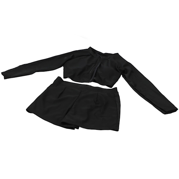 Kvinnor Separerar långärmad baddräkt Svart högmidjat design polyester Kvinnor Tvådelade badkläder för flickor Kvinnor