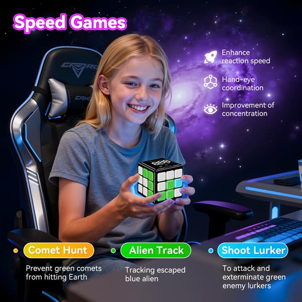 Rechargeable handheld game console Improves brain capacity and memory; stylish children's toy (black). Black