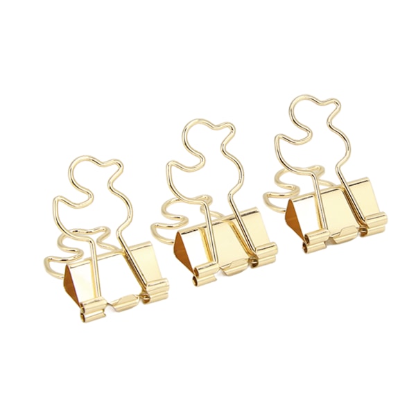 20 stk papirklemmer Stærk klemmeevne Holdbar jern Little Duck Design Bred anvendelse Små bindere Guld