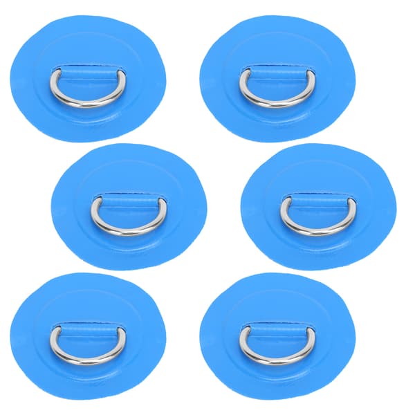 6 st PVC D-ring Patch Elastiskt Rep Set Rostfritt Stål D-ring Patch Bungee Snöre Set Blå
