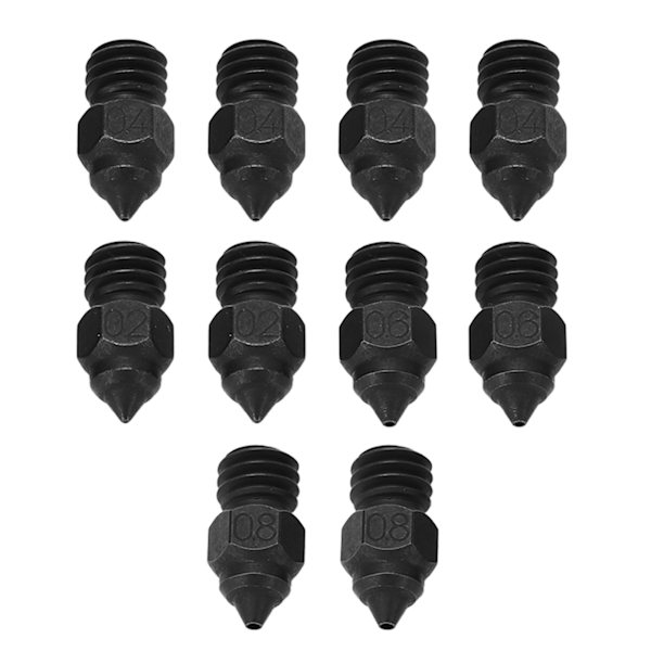 10 stk hærdede ståldyser til Ender 3 3D-printer Extruder Hot End 0,2 0,4 0,6 0,8 mm