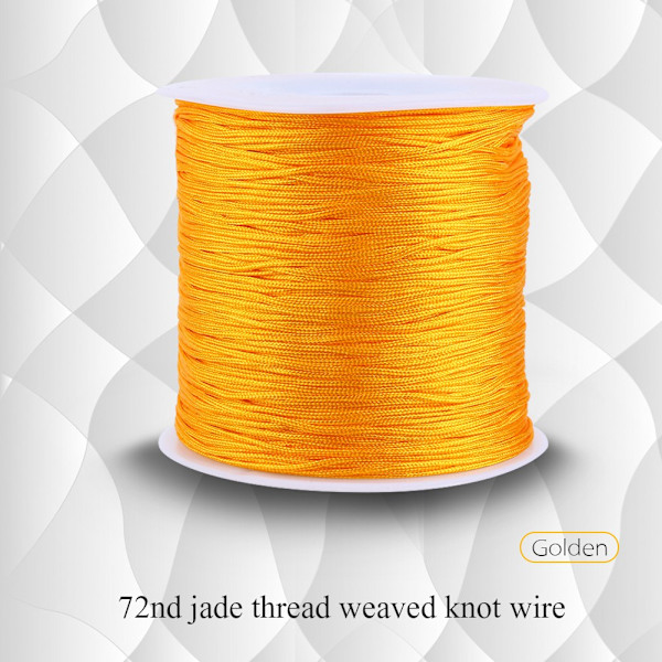 100M x 0,8mm Nylon Kinesisk Knot Sladd Rattail Macrame Shamballa Tråd Gyllene