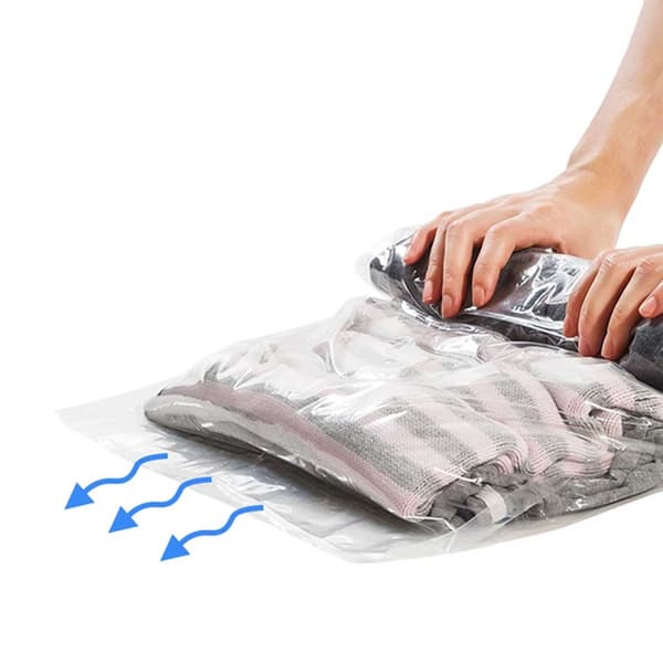 Vacuum Bags Compatible with Clothes, Pillows, Duvets - No Pump Needed! Transparent transparent