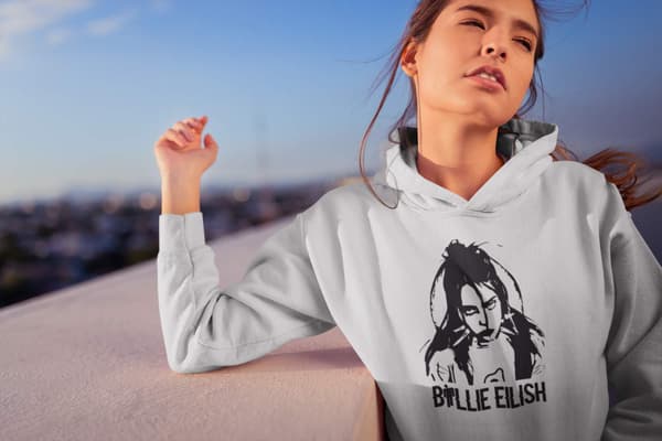Billie Eilish Barnehettegenser Utklipp Hettegenser T-skjorte 400 152cl 12-13år