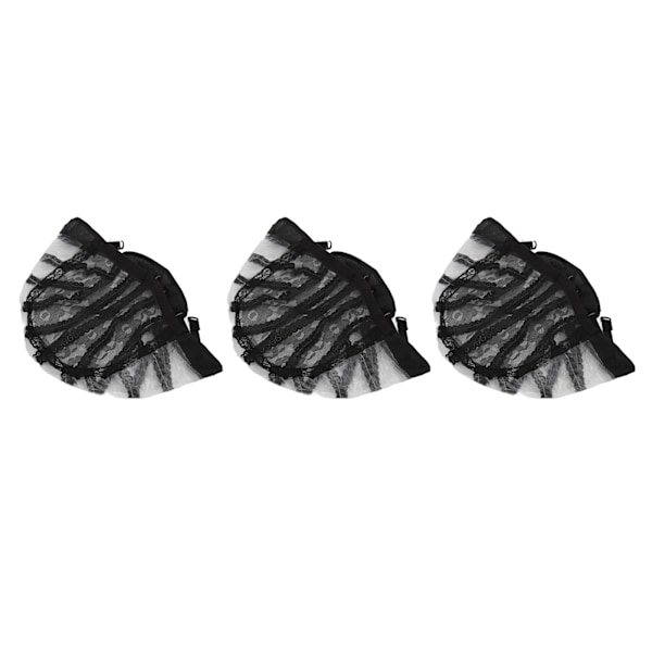 3 st Elastisk peruk Mesh-mössa Svart Nylon Andas Stretchable Fake Hårskydd för Cosplay Makeup