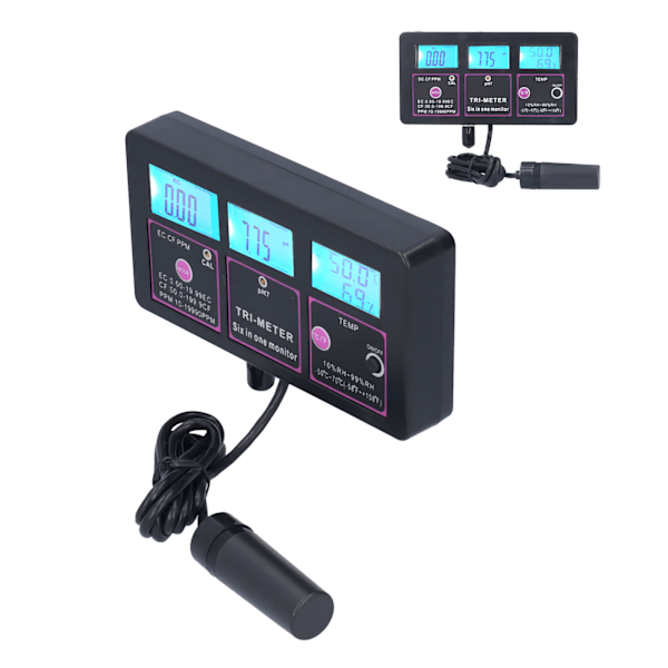 6 i 1 Vandkvalitetsmåler Multifunktionel PH Temp EC CF RH TDS-måler til Akvarium Hydroponics PH‑217US Stik 110V