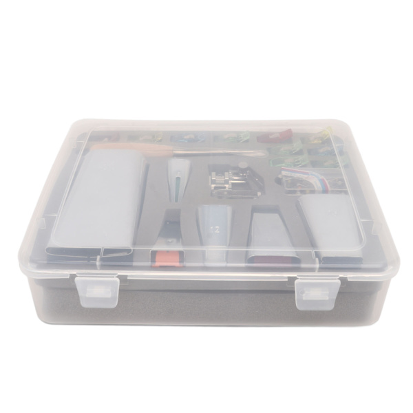 Bias Tape Tool Kit 6 storlekar Bias Tape Maker 6 mm 9 mm 12 mm 18 mm 25 mm 50 mm sömnadstillbehör med plastlåda för hushåll