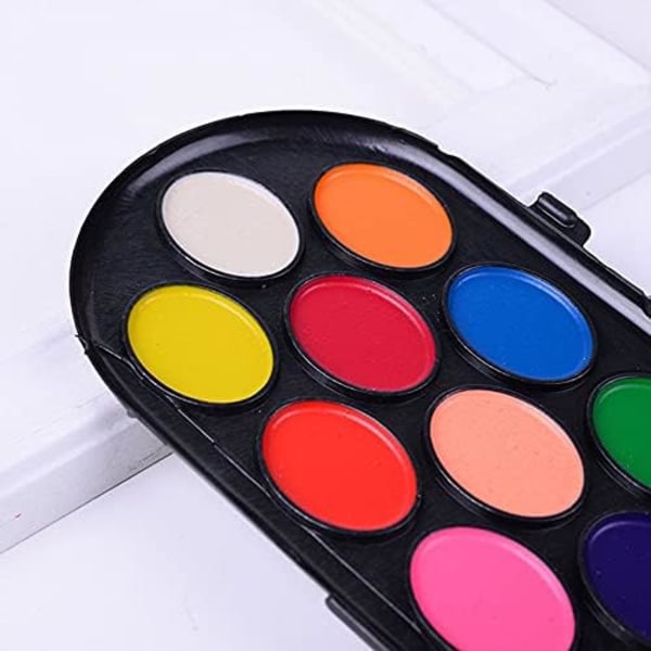 16 farger Profesjonell solid akvarellmaling Paint Box med pensel lys farge