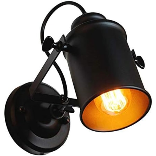 Vägglampa för inomhusbruk, Vintage Iron Wall Sconce, E27 Justerbar svart vägglampa