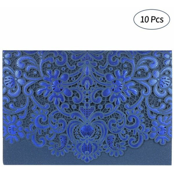 10 stk perlepapir prægning invitationskortholdere til bryllupsdag fødselsdag--blå, model: blå