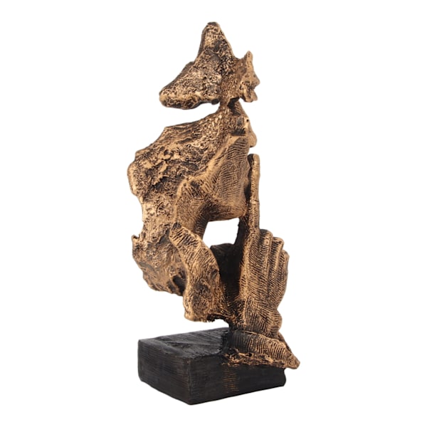 Silence Is Gold Staty Antik finish Färgfast stabil bas Hållbar Resin Thinker Staty för Family Office Library