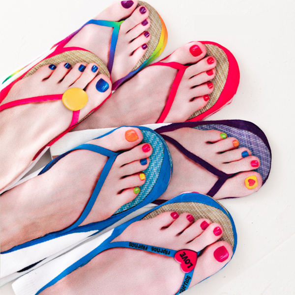 5 par strømper med manikyrtryk flip flop strømper 3D mønster strømper Casual personlige flip flop strømper lavskårne ankel strømper