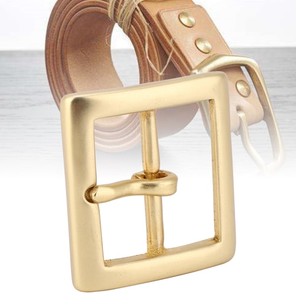 Messingbæltespænde Enkeltapp End Stang Hæl Guld Læder Håndværk Taske Hardware Tilbehør 40x56mm