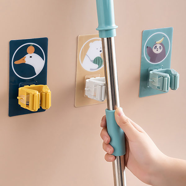 Vægmonteret moppeholder Stærk adsorptionsevne Vandafvisende Rulledesign Kostestativ til badeværelse Køkken Toilet