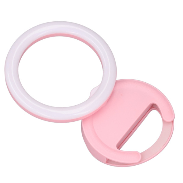 Clip On Ringlys til telefon 180 graders rotation 3 farver LED Selfie Ringlys til telefon Tablets Bærbare computere Rosa