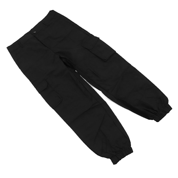 Dame Cargo Bukser Store Lommer Manschetbukser Casual Stilige Udendørs Jogging Vandring Lange Casual Bukser Sort S