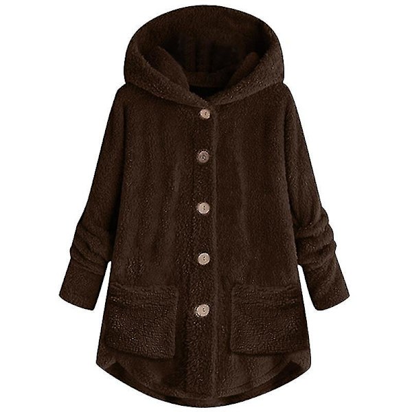 Hooded Coffee Teddy Bear Jacket for Women 4XL