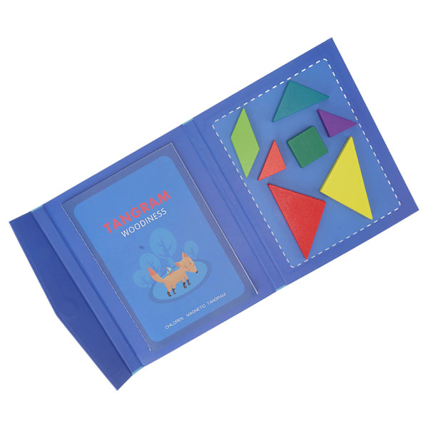Tangram Legetøj Magnetisk Bogmærke Design Pædagogisk Geometrisk Form Puslespil Træmønster Klodser Sæt til Børn