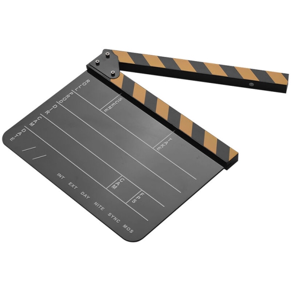 Dry Erase Acrylic Director Film Clapperboard Film TV Cut Action Scene Clapper Board Skiffer med batong Gul/svart, svart, modell: Blackboard