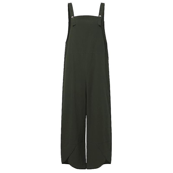 Dam Grön Dungarees Jumpsuit med Cami Top, Knappar och Ficka