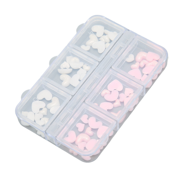 3D Sydän Kynsikoriste Pinkki ja Valkoinen Useita Kokoja Resin Manikyyri Kynsivarusteet