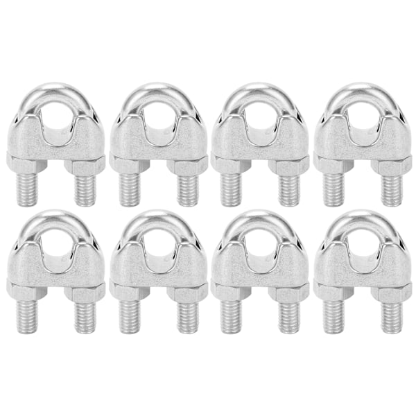 8 stk. 3/8 tommer M10 rustfrit stål wirekabelklemme U-bolt sadelbeslag