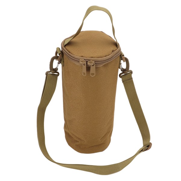 Camping Oppbevaringspose Dobbel Glidelås Håndtak Design Oppbevaringspose med Skulderstropp for Gassbeholdere Campinglys Tan