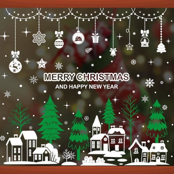 Julevindue klæber Snefnug Rensdyr Julemand Elf-dekorationer Genanvendelige mærkater til glas