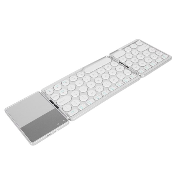 Rund nyckel Bluetooth vikbart tangentbord med pekplatta Universal 140mAh trådlöst 64 tangenter vikbart tangentbord Silver