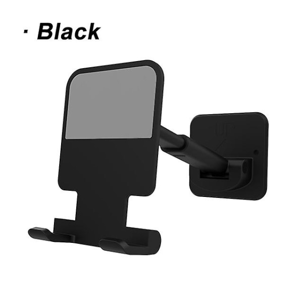 Teleskopisk vægmonteret telefonholder til smartphone-tablet Køkken Soveværelse Badeværelse Toilet Justerbar Support Telefonstativ Black