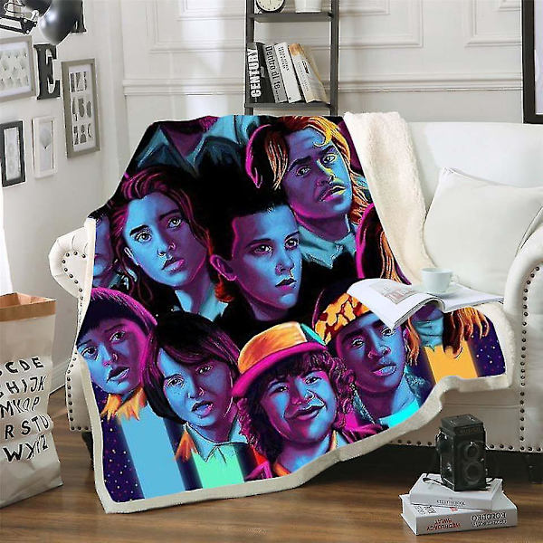 Stranger Things 3D-trykket fleecepledd 70*100 - Vaskbart mykt dyne