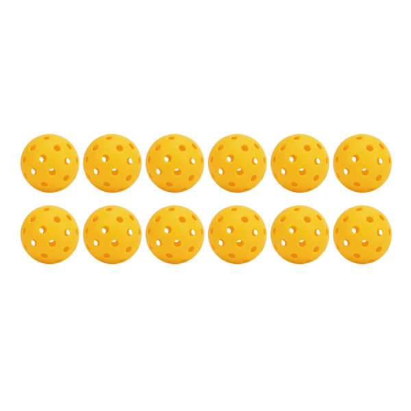 12 stk 74mm 40 Hull Pickleballs PE Plast Høy Elasticitet Pickleball Utendørs Hullballer Gule