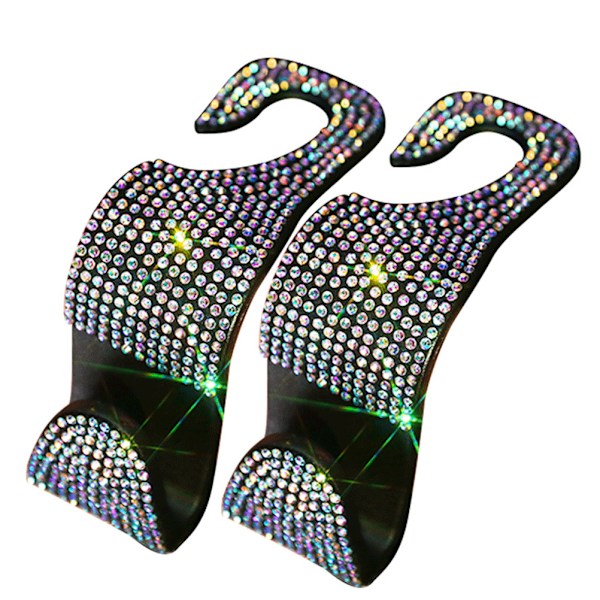 2 stk Bilsete Ryggkrok Bling Strass Henger Nakkestøtte Autostol Krok Bling Bil Nakkestøtte Kroker for Kjøretøy