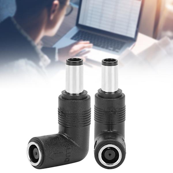 2 st hona till hane-adapter svart för HP/Dell rakt till armbåge 7,4 x 5,0 mm till 7,4 x 5,0 mm