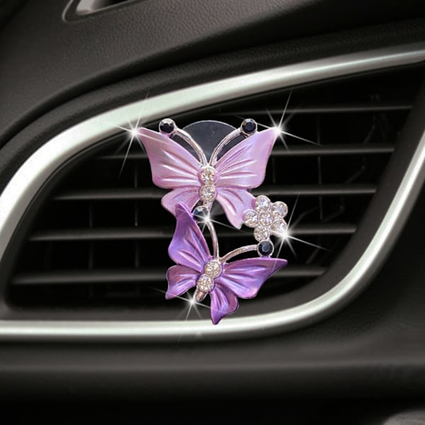 2 st Butterfly Bil Luftventilklämma Bil Doft Bildiffusor Luftfräschare Rhinestone Bil Bling Tillbehör