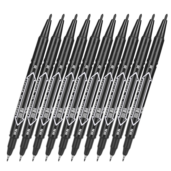 10 st QuickDrying Marker Pen Dubbelände Konst Ritning Skrivning Färgad Markers Set (Svart)