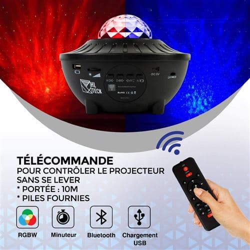 LED Canvas Projektor Dingfly Bluetooth Natlys Roterende 10