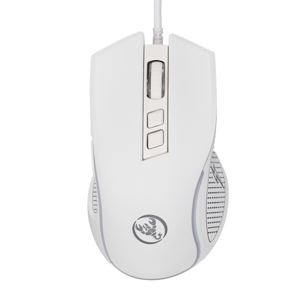 Mekanisk mus Colorful Shine Justerbar 3600 dpi RGB Ergonomisk kablet gamingmus til bærbare computere Hvid