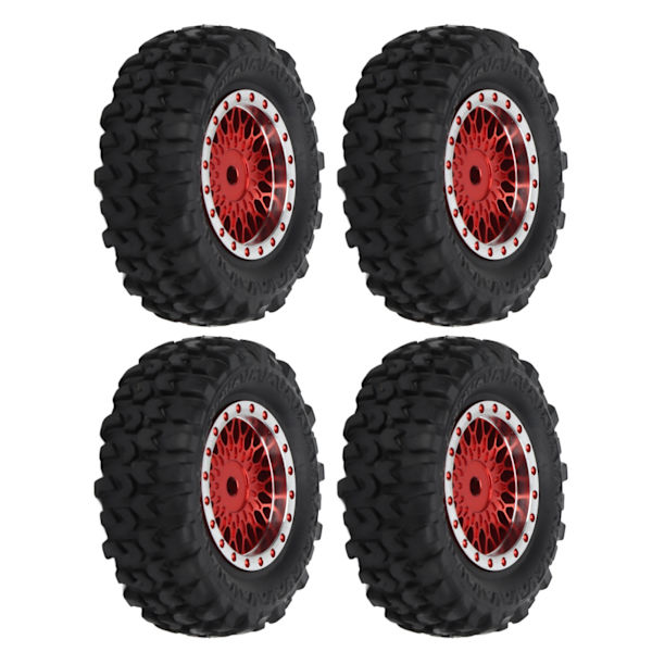 4 kpl RC-auton vanteita, mesh-vanteet ja renkaat, Xiaomi Jimny XMYKC01CM 1/16 kauko-ohjattaville autoille, punaiset