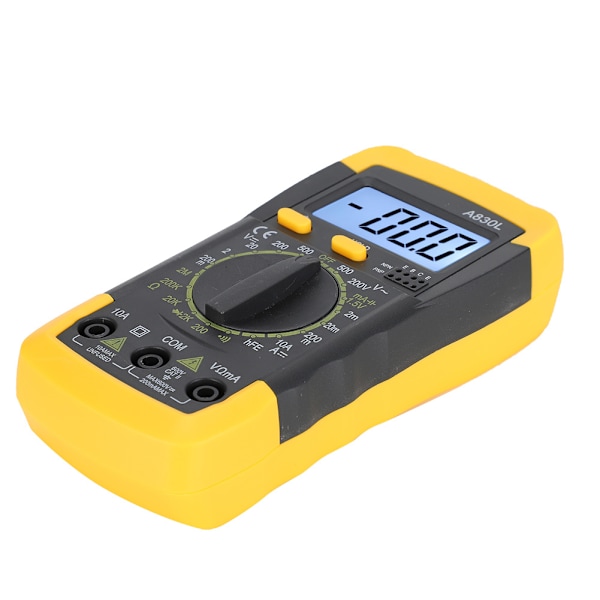 Multifunktionelt digitalt håndholdt LCD-multimeter AC DC Spænding Strømdetektor Gul Sort