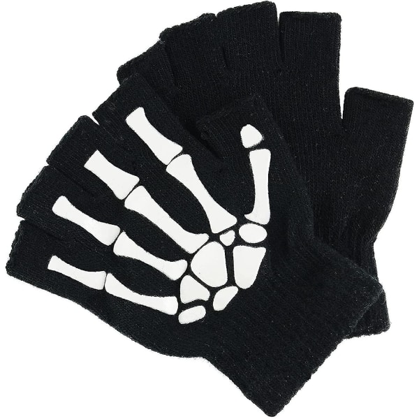 Skeleton Gloves-valaiseva Joustava Costum Gloves Sormeton Skull Gloves Yksi pari
