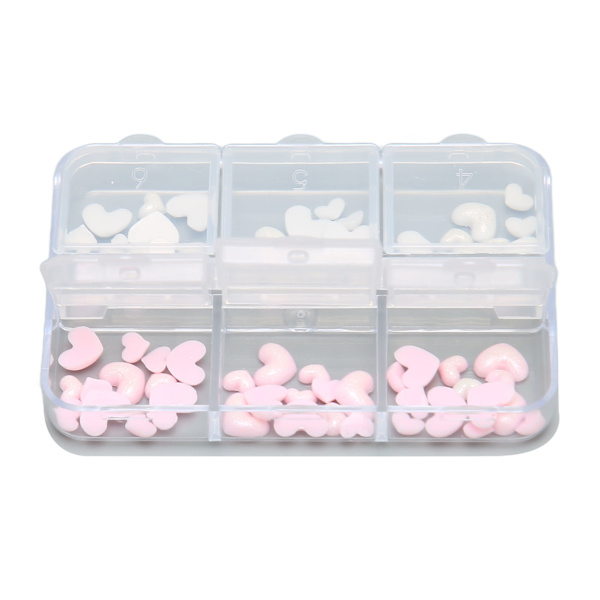 3D Sydän Kynsikoriste Pinkki ja Valkoinen Useita Kokoja Resin Manikyyri Kynsivarusteet