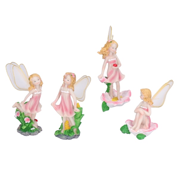 4 stk Fe-pynt Harpiks Fe-statue Miniatyrfigurer for Hage Veranda
