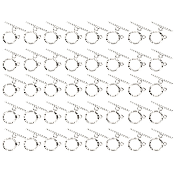 40 set Alloy OT-spänne Gör-det-själv-prydnader Armband Halsband Tillbehör SmyckenstillbehörSilver