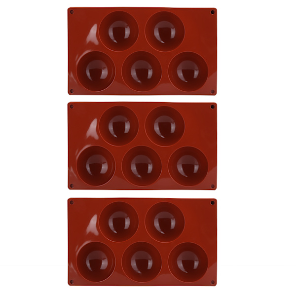 3 stk halvkugleformede silikoneforme bageform til DIY-fremstilling af varm chokolademousse kage 5 huller