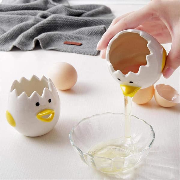 Keramisk eggeutskiller Kyllingform Eggeplommeseparator Kjøkkenutstyr