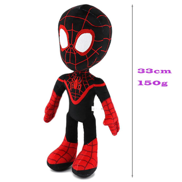 33 cm Spider-man myk plysj leketøy superhelt utstoppet dukke for barn Halloween julegave Black